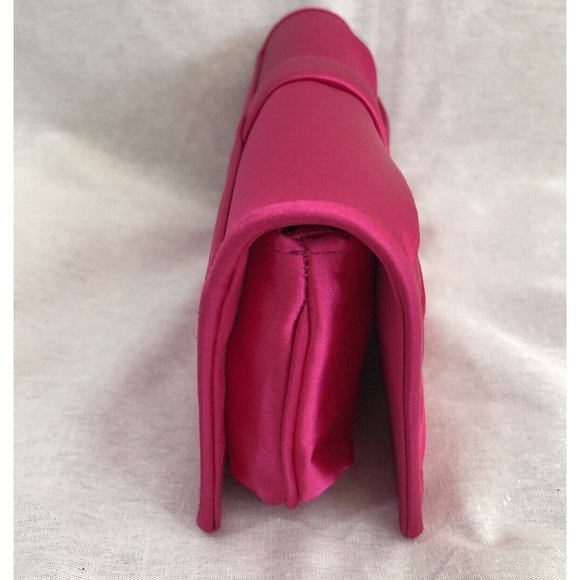 NWOT La Regale Bag Clutch Pink Pleated Flap Closure Magnetic Snap Satin Lined - Picture 3 of 12